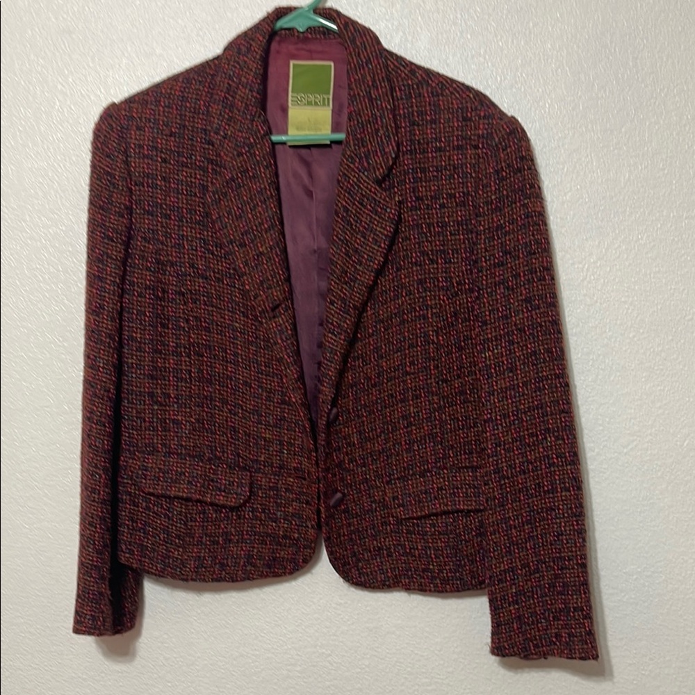 Esprit Red Tailored Blazer Tweed Suit Jacket